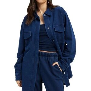 GOOD AMERICAN Jeanius Oversize Terry Shacket - Indigo 5/6 (2x/3x)